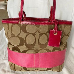 Vintage Coach Rugby Stripe Tote